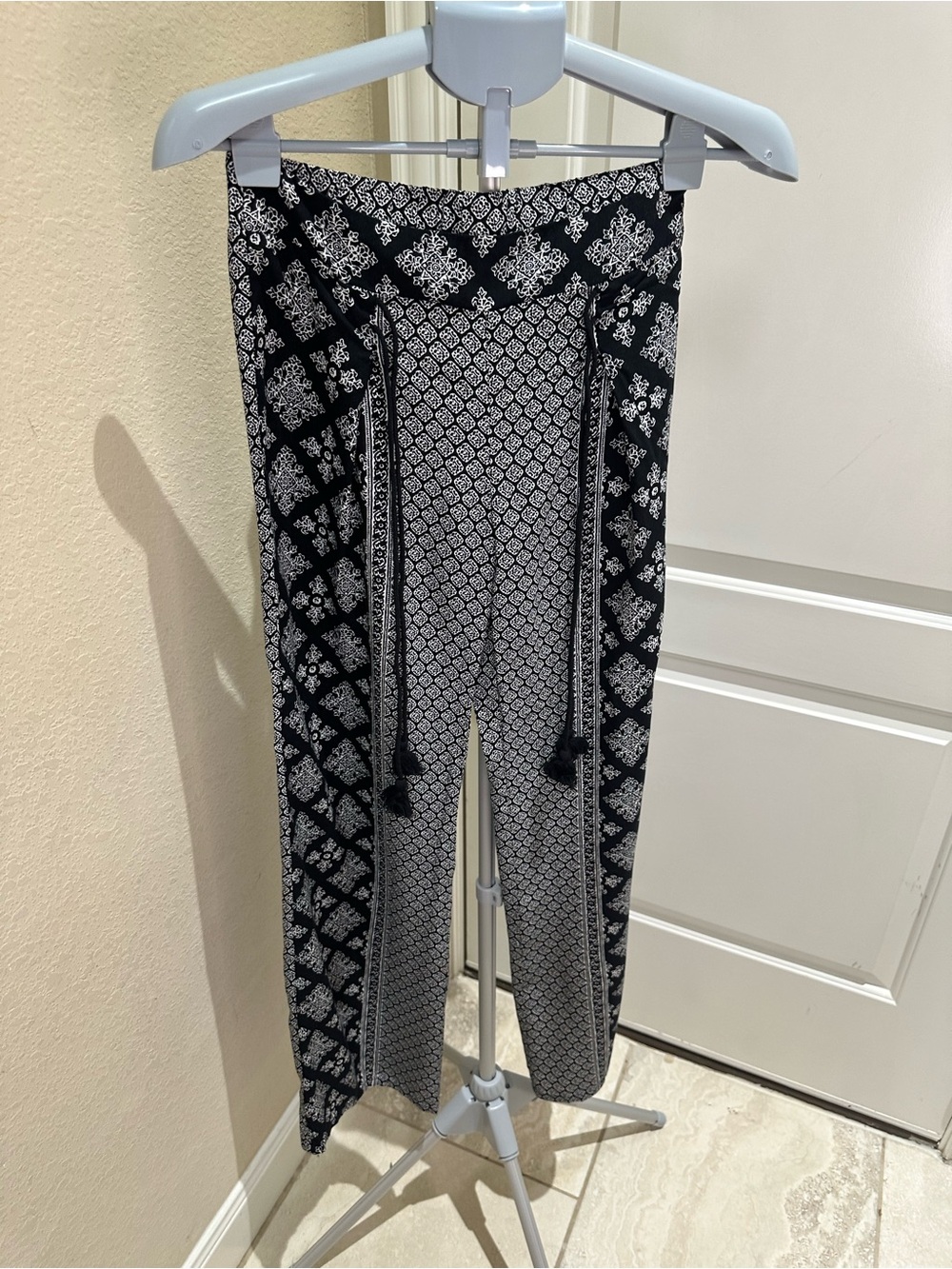 BeBop Black & White Printed Wide-Leg Palazzo Pants